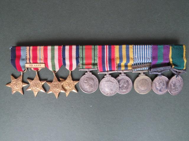 WW2 and later Group of 10 Miniature Medals Mounted of a Bar