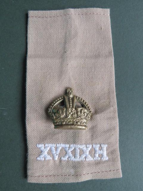British Army Pre 1953 The 15th /19th King's Royal Hussars Major's Tropical Shirt Rank Slide