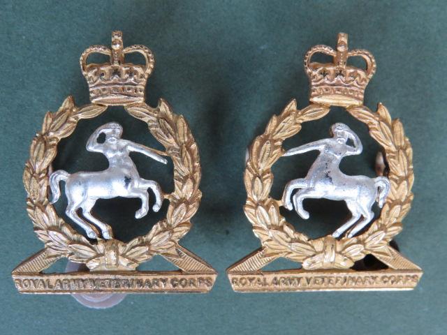 British Army Post 1953 Royal Army Veterinary Corps Officer's Service Dress Collar Badges