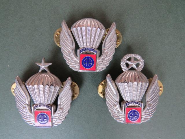 USA Army 82nd Airborne Division Basic, Senior & Master Freefall Parachute Wings