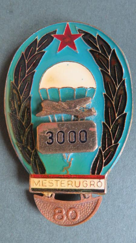 Hungary Pre 1991 Parachute Master 3000 Jumps Badge and 80 Jumps Hanger