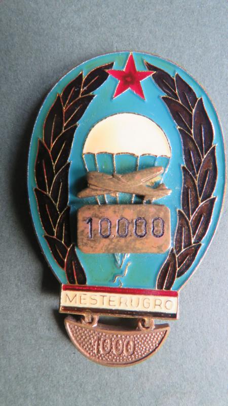 Hungary Pre 1991 Parachute Master 10000 Jumps Badge and 1000 Jumps Hanger
