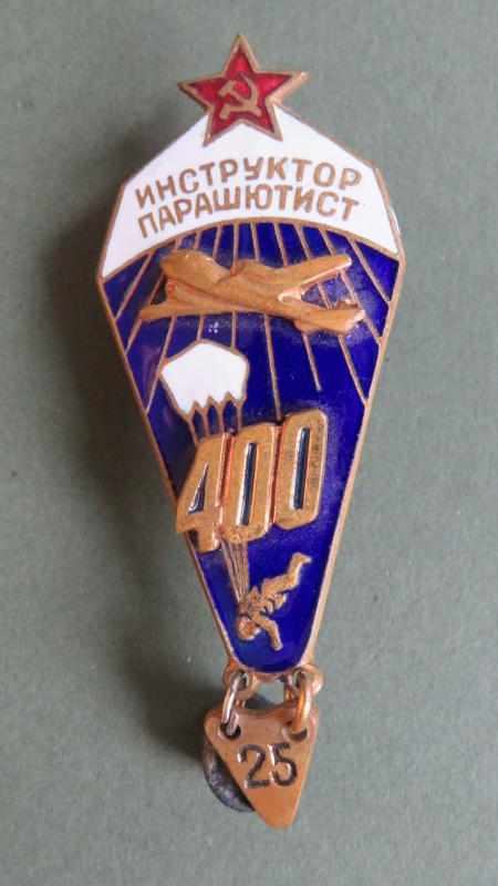 USSR Parachute Instructor Badge 1968-1989 400 Jumps with 10-25 Hanger