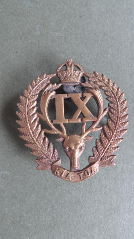 New Zealand Army WW1 Period 9th (Wellington East Coast Rifles) Regiment Cap Badge