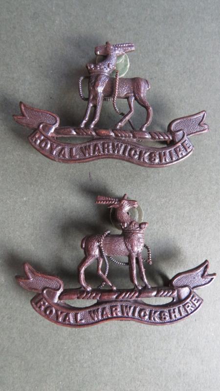 British Army The Royal Warwickshire Regiment Officers' Service Dress Collar Badges
