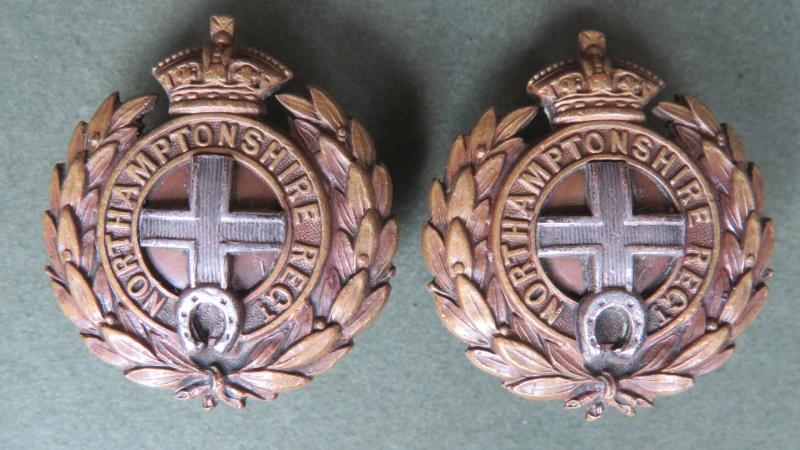 British Army The Northamptonshire Regiment Officers' Service Dress Collar Badges