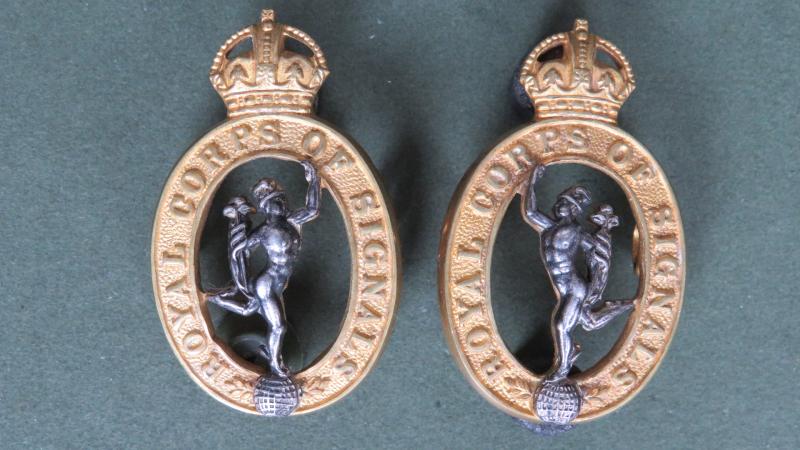 British Army Pre 1953 Royal Signals Officers Collar Badges