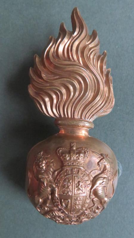 British Army Pre 1901 The Royal Scots Fusiliers Racoon-skin Cap & Foreign Service Helmet Badge