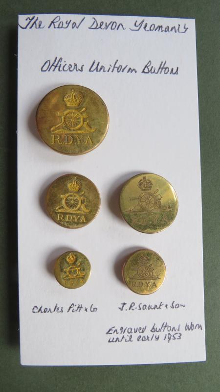 British Army 5 Pre 1953 Royal Devon Yeomanry Officers Uniform Buttons