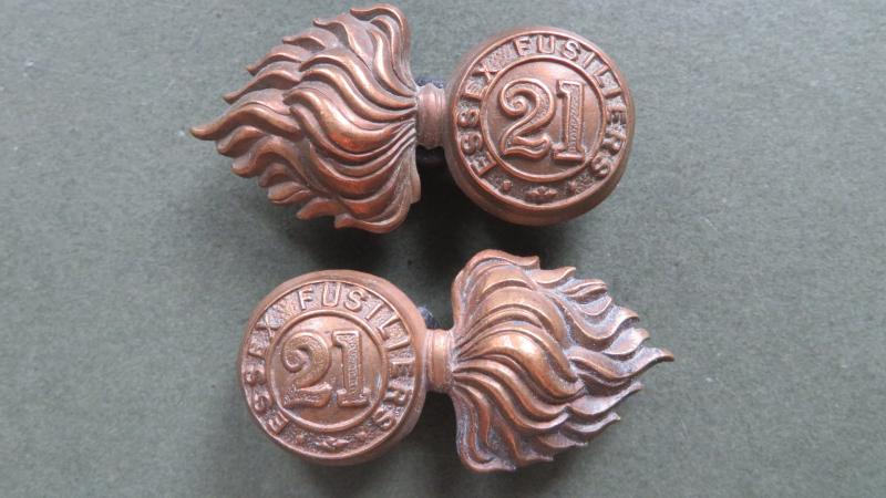 Canada Army Militia 1908 Period The 21st Essex Fusiliers Collar Badges