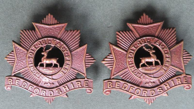 British Army Pre 1919 The Bedfordshire and Hertfordshire Regiment Officers Service Dress Collar Badges
