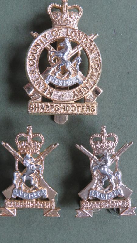 British Army The Kent & County of London (Sharp Shooters) Yeomanry Cap & Collar Badges