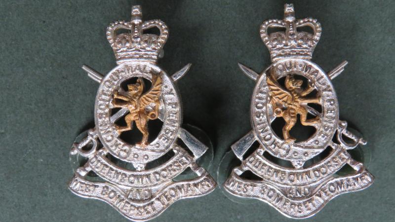 British Army The Queen's Own Dorset & West Somerset Yeomanry Officers' Service Dress Collar Badges