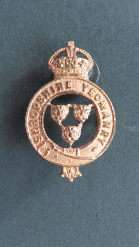 British Army Pre 1953 Shropshire Yeomanry Officers Collar Badge