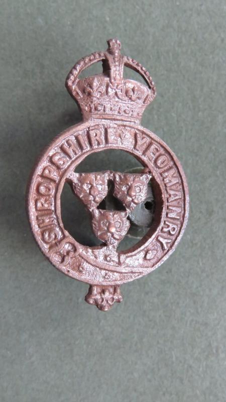 British Army Pre 1953 Shropshire Yeomanry Officers Service Dress Collar Badge
