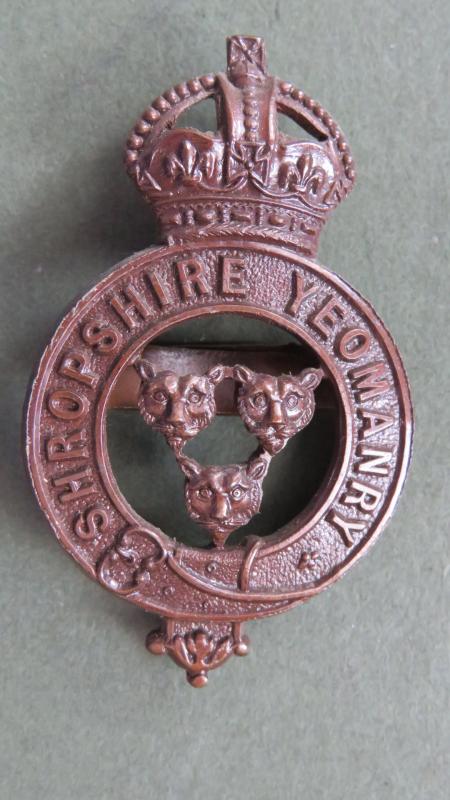 British Army Pre 1953 Shropshire Yeomanry Officers Service Dress Cap Badge