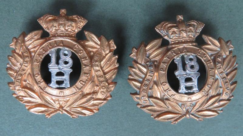 British Army 18th Royal Hussars (Queen Mary's Own) Pre 1901 Collar Badges
