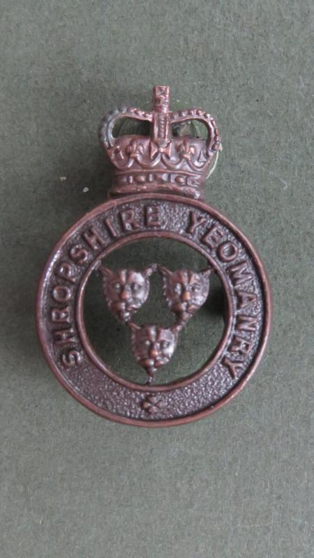 British Army Post 1953 Shropshire Yeomanry Officers Service Dress Collar Badge
