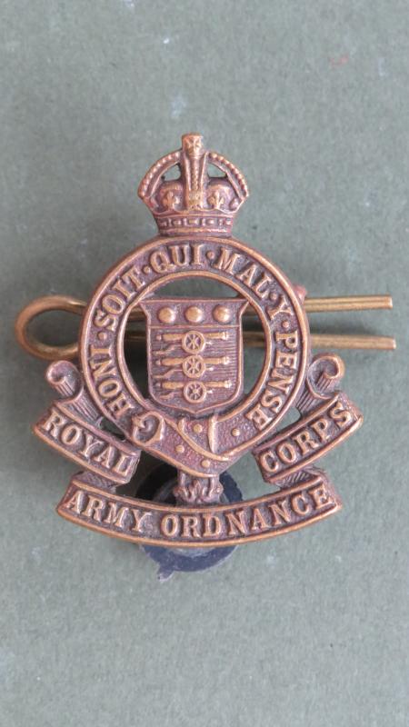 British Army Royal Army Ordnance Corps Pre 1947 Officer's Service Dress Collar Badge