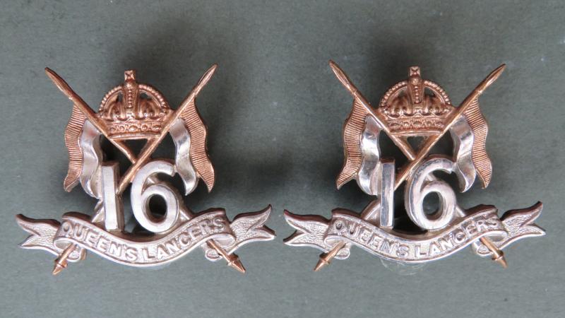 British Army Pre 1953 16/5th The Queen's Royal Lancers Collar Badges