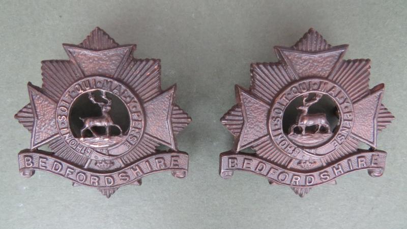 British Army Pre 1919 The Bedfordshire and Hertfordshire Regiment Officers Service Dress Collar Badges