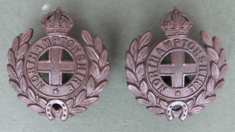 British Army The Northamptonshire Regiment Officers' Service Dress Collar Badges