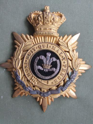 British Army 1881-1901 Pattern QVC The Welsh Regiment Officers' Blue Cloth Helmet Plate