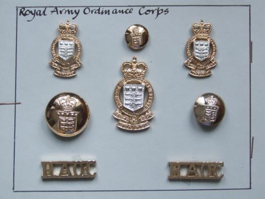 British Army Royal Army Ordnance Corps Cap & Collar Badges Shoulder Titles & Buttons Set