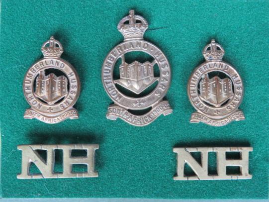 British Army Pre 1953 The Northumberland Hussars Cap &, Collar Badges and Shoulder Titles Set