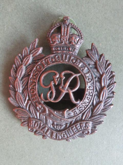 British Army Royal Engineers KGVI Officer's Service Dress Cap Badge