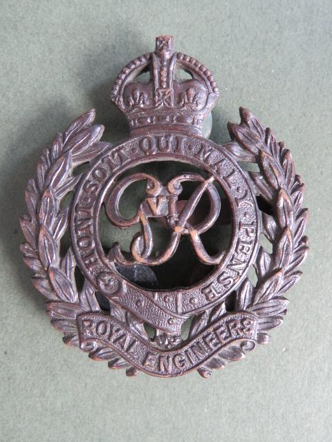 British Army Royal Engineers KGVI Officer's Service Dress Cap Badge