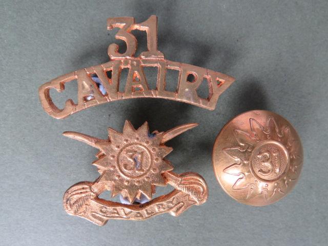 Pakistan Army Post 1947 31st Cavalry Regiment Cap Badge, Shoulder Title & Button