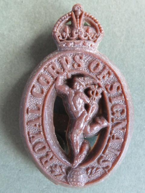 British Army WW2 Plastic Royal Signals Cap Badge