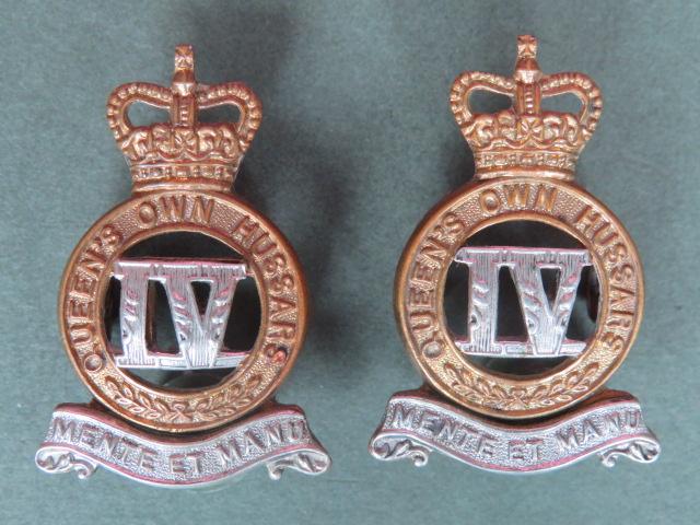 British Army 4th Queen's Own Hussars Officers' Collar Badge